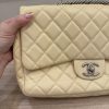 Chanel Washed Lambskin Quilted Jumbo Single Flap Bijoux Chain Ivory