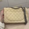 Chanel Washed Lambskin Quilted Jumbo Single Flap Bijoux Chain Ivory