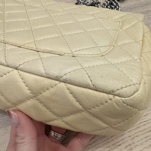 Chanel Washed Lambskin Quilted Jumbo Single Flap Bijoux Chain Ivory