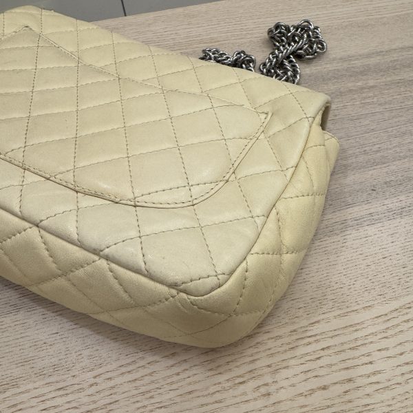 Chanel Washed Lambskin Quilted Jumbo Single Flap Bijoux Chain Ivory