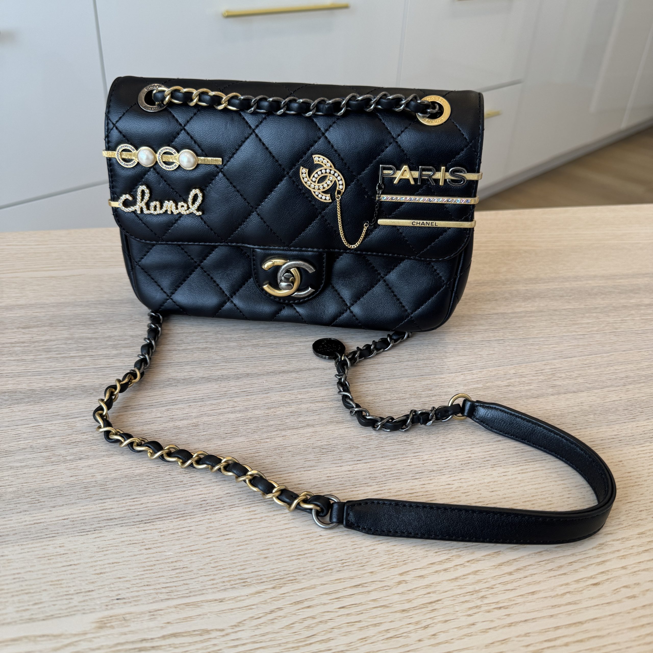 Chanel Coco Clips Flap Bag Embellished Quilted Lambskin Small