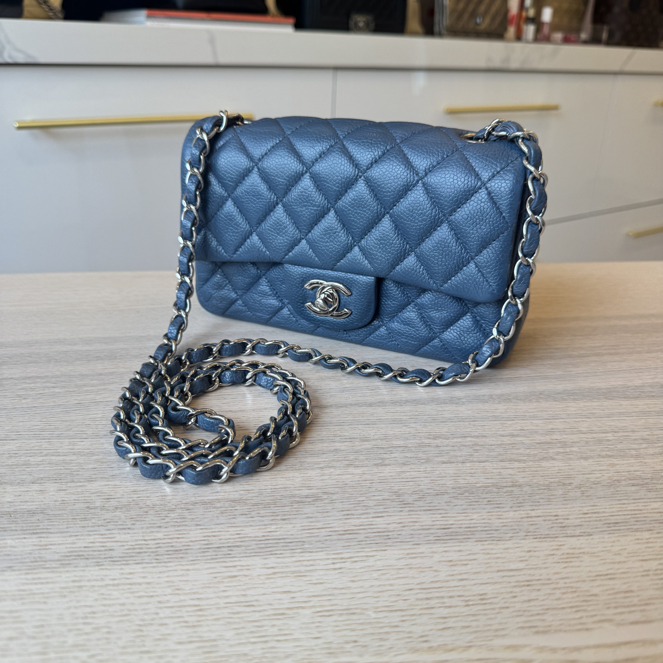 Chanel Iridescent Caviar Quilted Mini Rectangular Flap