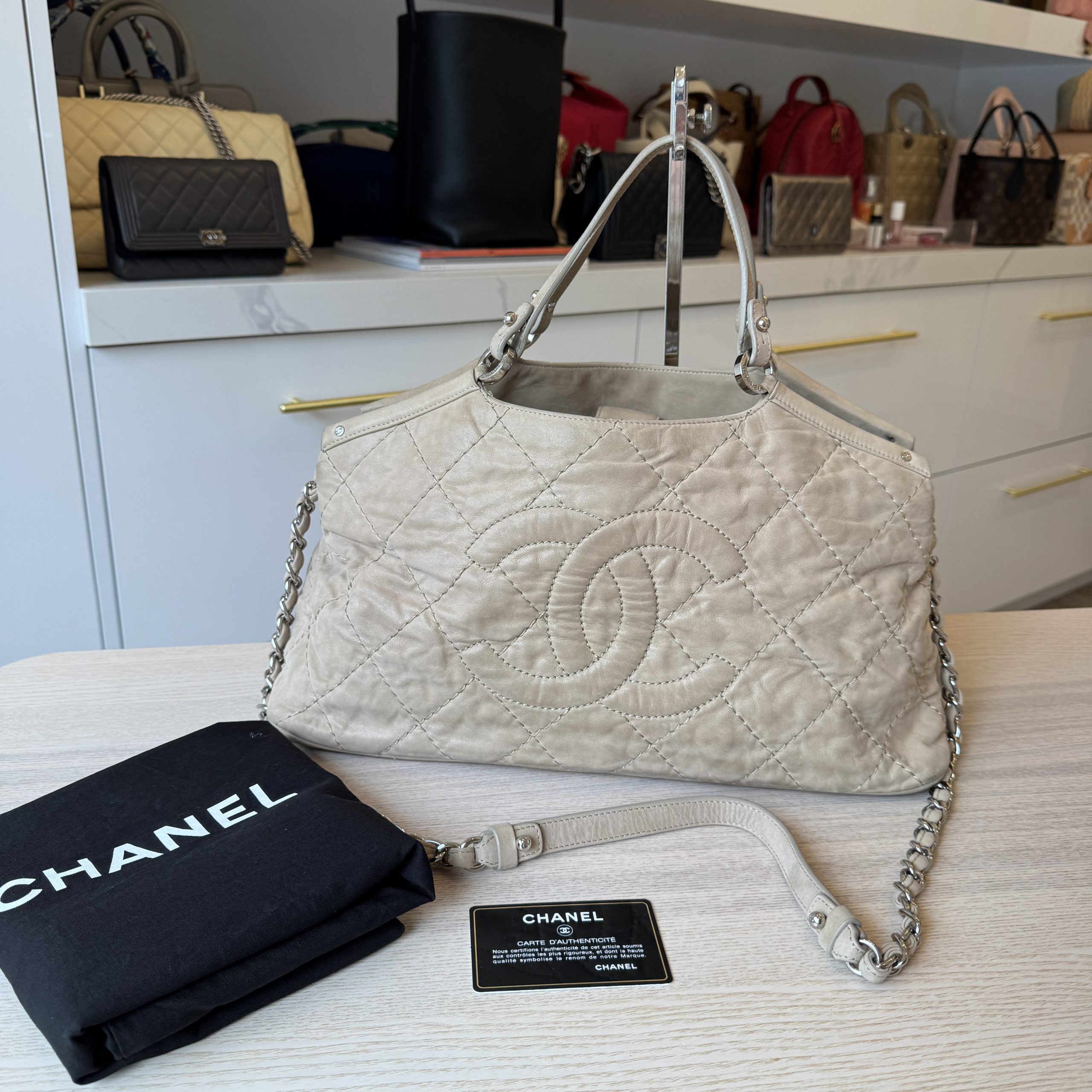 Chanel Iridescent Calfskin Quilted Small Sea Hit Tote
