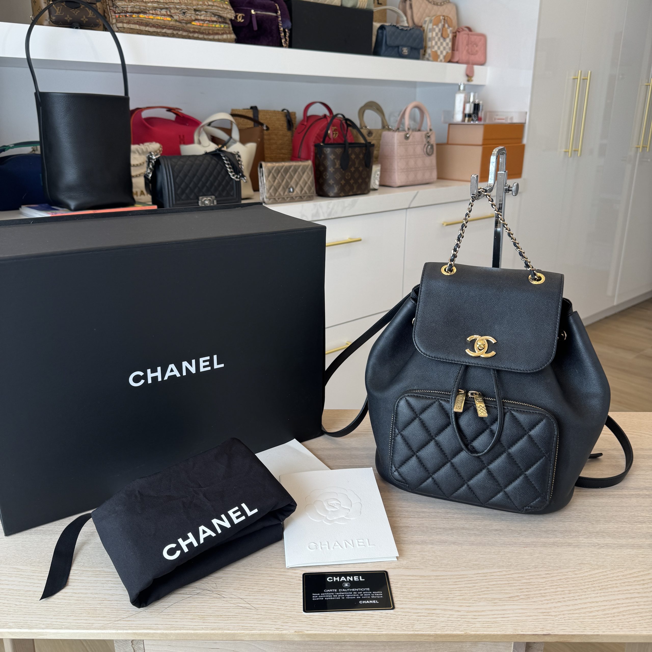 Chanel Caviar Quilted Business Affinity Backpack Black