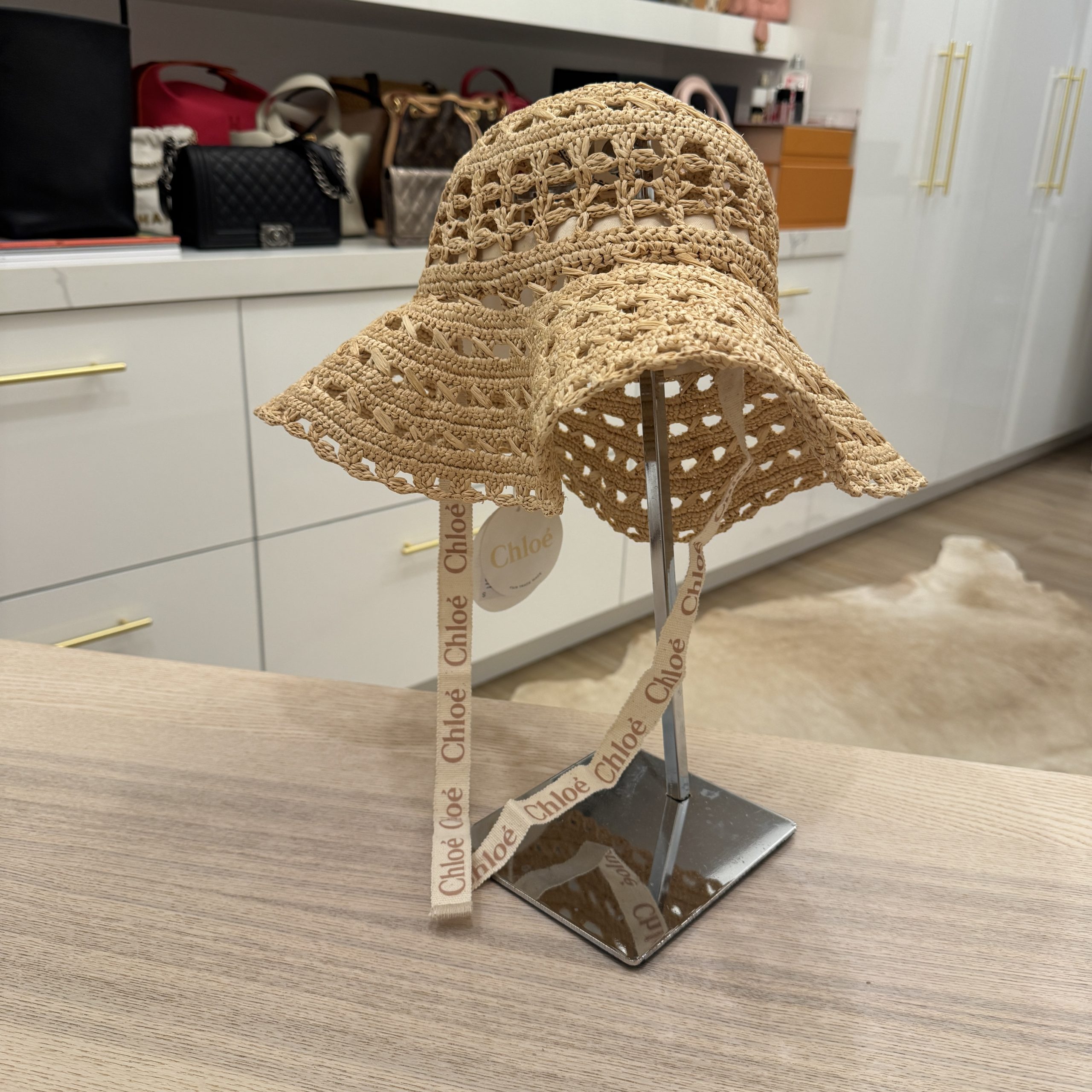 Chloe Hat and Bonnet Straw Beige Small