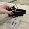 Saint Laurent Crystal Square Buckle Belt Black 36/90