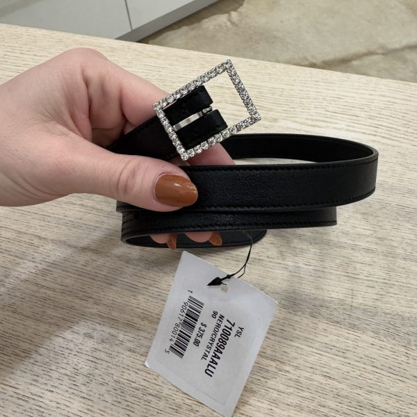 Saint Laurent Crystal Square Buckle Belt Black 36/90