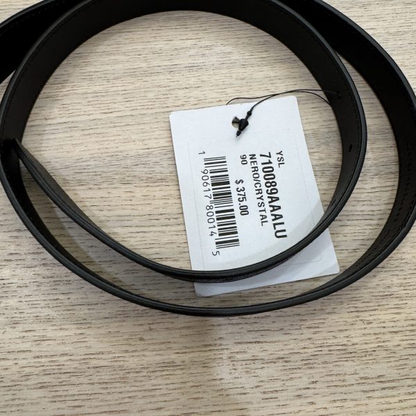 Saint Laurent Crystal Square Buckle Belt Black 36/90