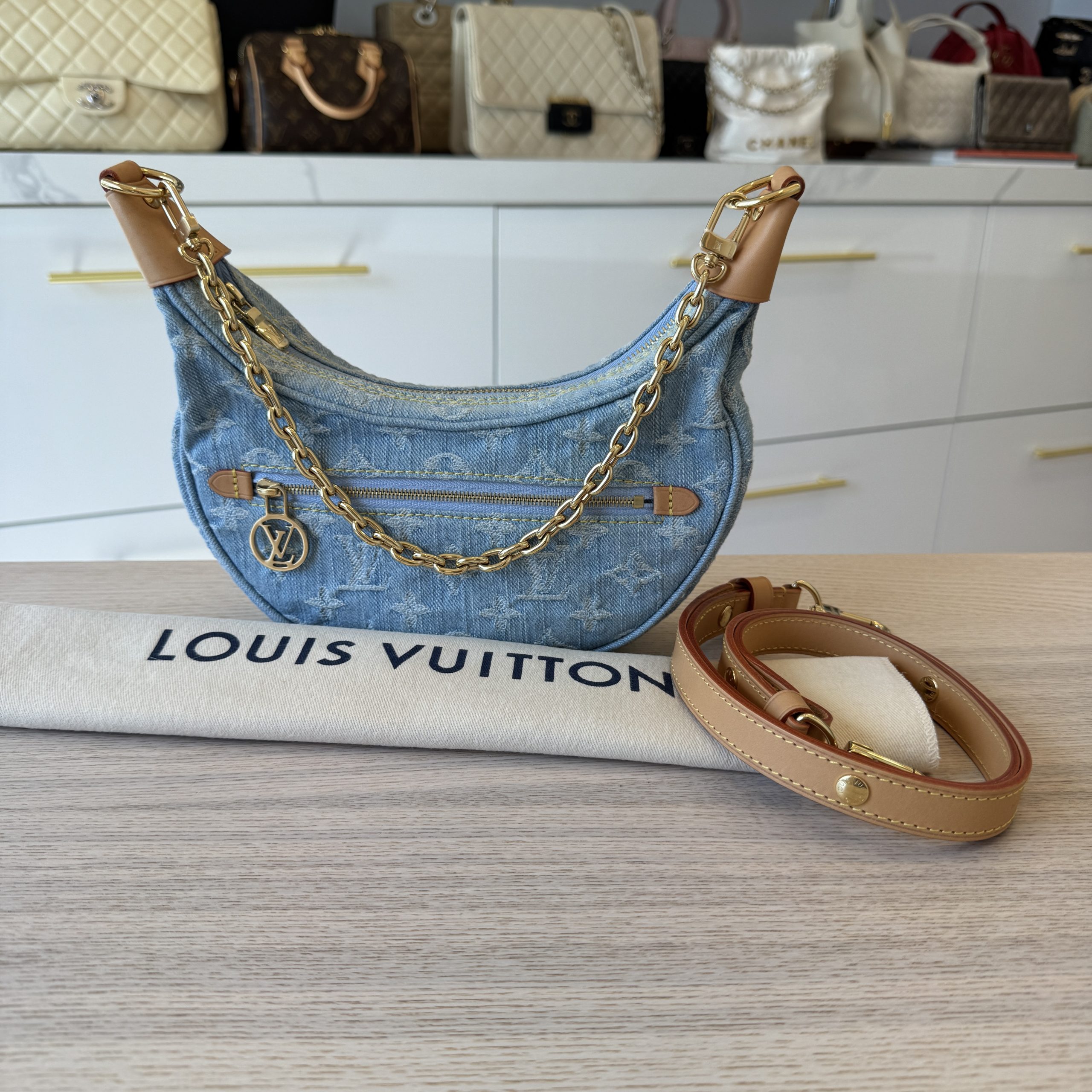 Louis Vuitton Monogram Sky Blue Denim Loop