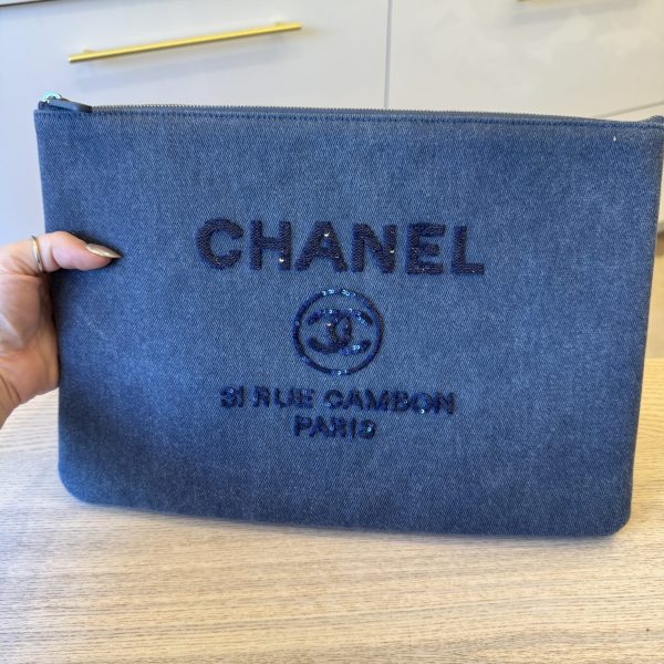 Chanel Deauville Pouch Denim Large