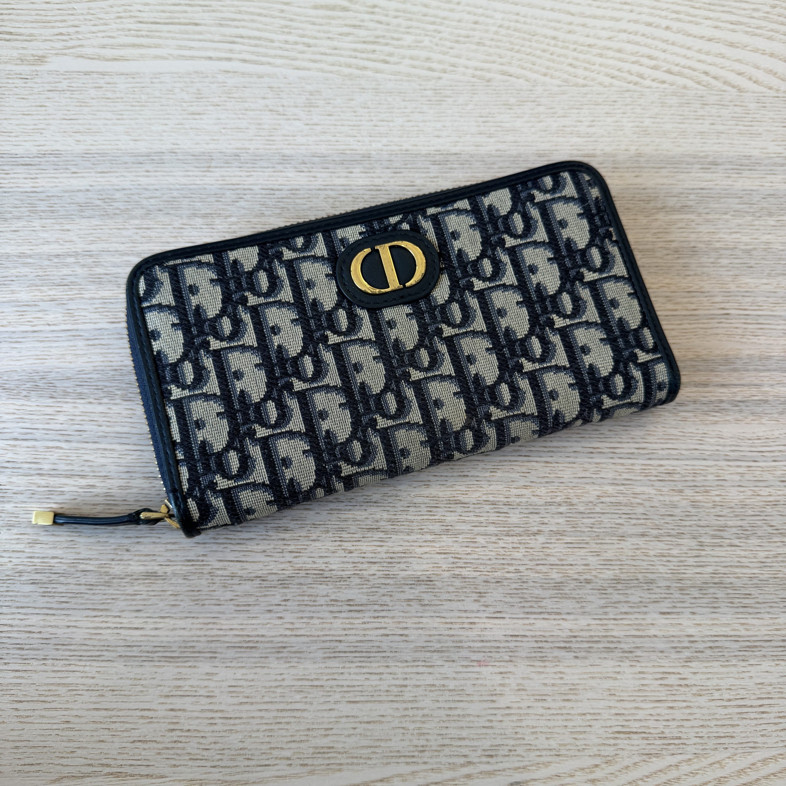 Christian Dior Oblique 30 Montaigne Zip Around Wallet Blue