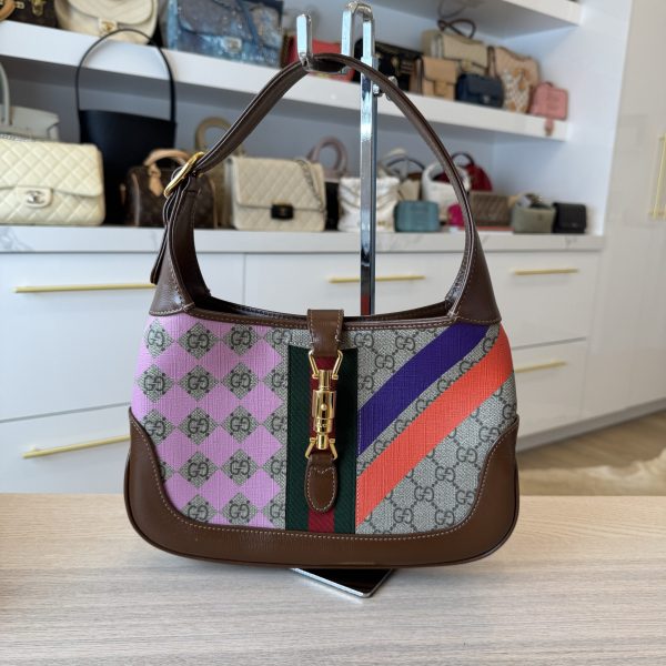 Gucci Jackie 1961 Geometric Print Small Shoulder Bag GG Supreme