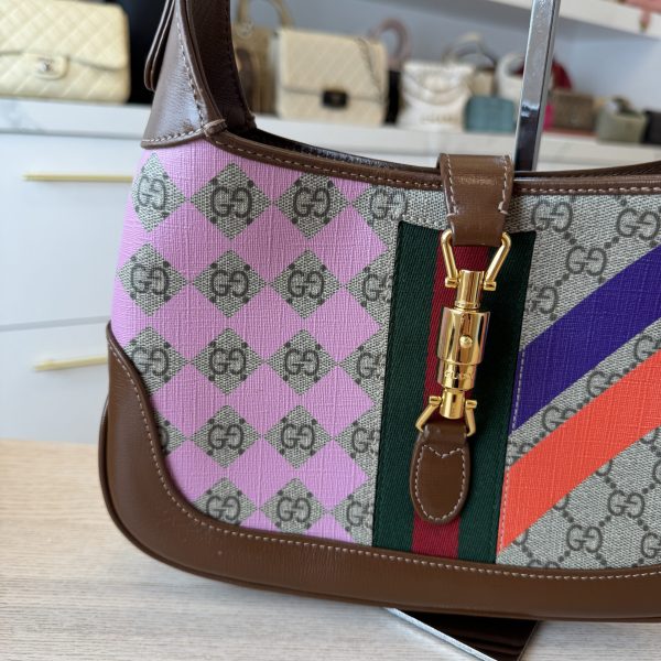 Gucci Jackie 1961 Geometric Print Small Shoulder Bag GG Supreme