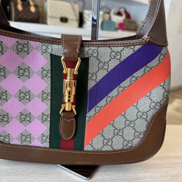 Gucci Jackie 1961 Geometric Print Small Shoulder Bag GG Supreme