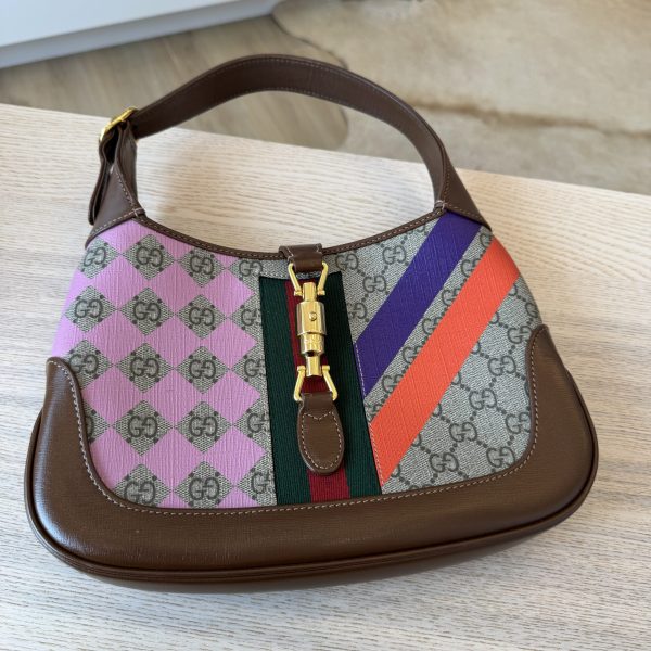 Gucci Jackie 1961 Geometric Print Small Shoulder Bag GG Supreme