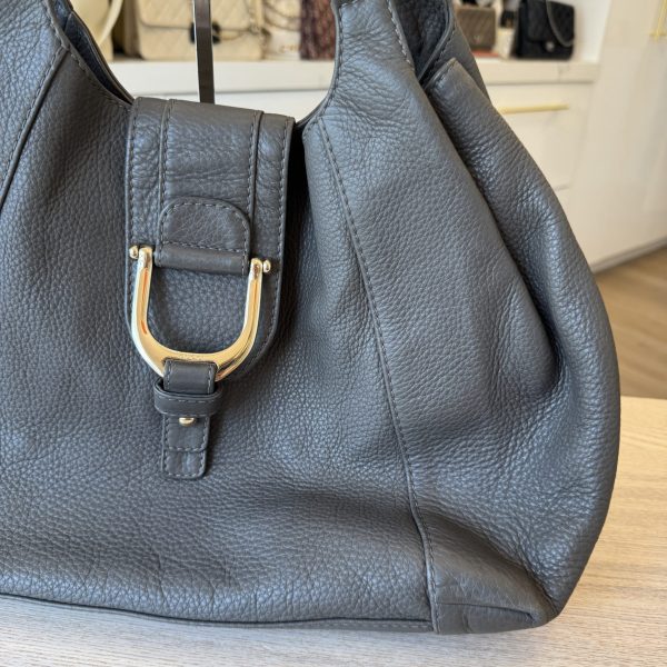 Gucci Grey Leather Pebbled Leather Greenwich Medium Shoulder Bag Grey