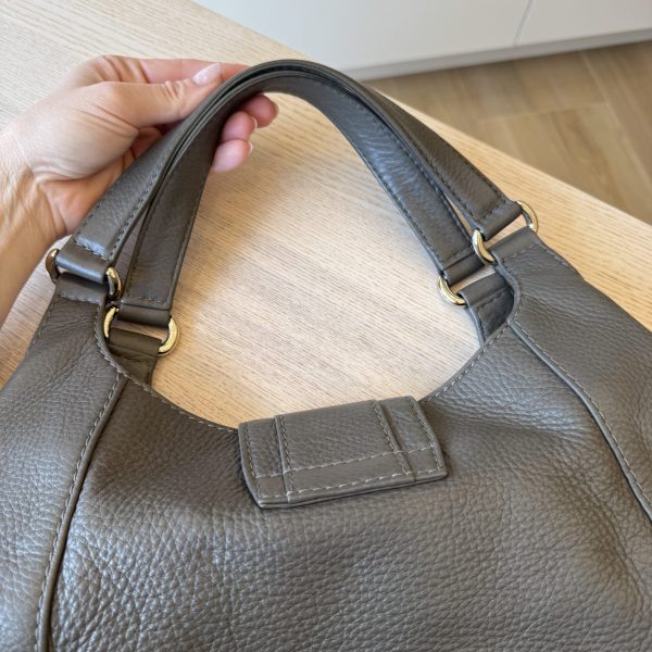 Gucci Grey Leather Pebbled Leather Greenwich Medium Shoulder Bag Grey