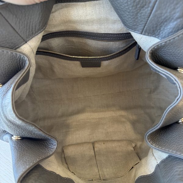 Gucci Grey Leather Pebbled Leather Greenwich Medium Shoulder Bag Grey