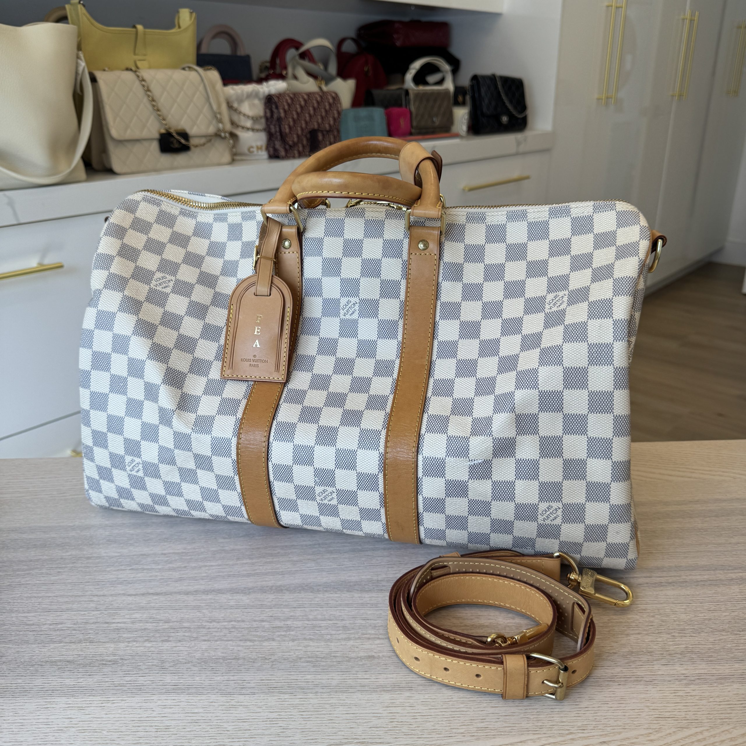 Louis Vuitton Damier Azur Keepall Bandouliere 45