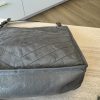 Saint Laurent Crinkled Calfskin Matelasse Monogram Large Niki Chain Satchel Grey