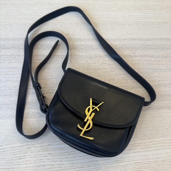 Saint Laurent (YSL) Smooth Calfskin Classic Monogram Mini Kaia Satchel Black
