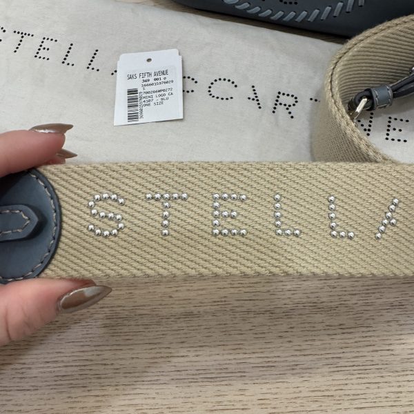Stella McCartney Leather Logo Camera Bag Blue with Studded Strap