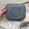 Stella McCartney Leather Logo Camera Bag Blue with Studded Strap