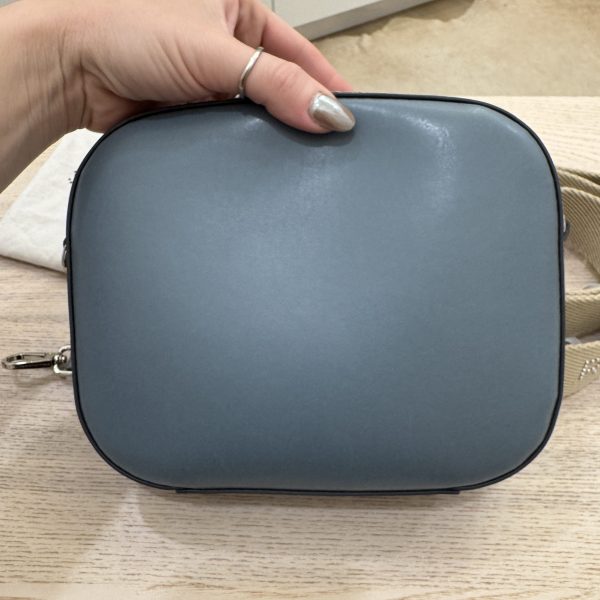 Stella McCartney Leather Logo Camera Bag Blue with Studded Strap