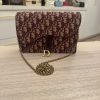 Christian Dior Saddle Chain Clutch Oblique Canvas Burgundy