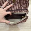 Christian Dior Saddle Chain Clutch Oblique Canvas Burgundy