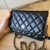 Chanel Lambskin Quilted Wallet On Chain WOC Black Gold Hardware