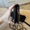 Chanel Lambskin Quilted Wallet On Chain WOC Black Gold Hardware