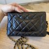 Chanel Lambskin Quilted Wallet On Chain WOC Black Gold Hardware