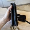Chanel Lambskin Quilted Wallet On Chain WOC Black Gold Hardware