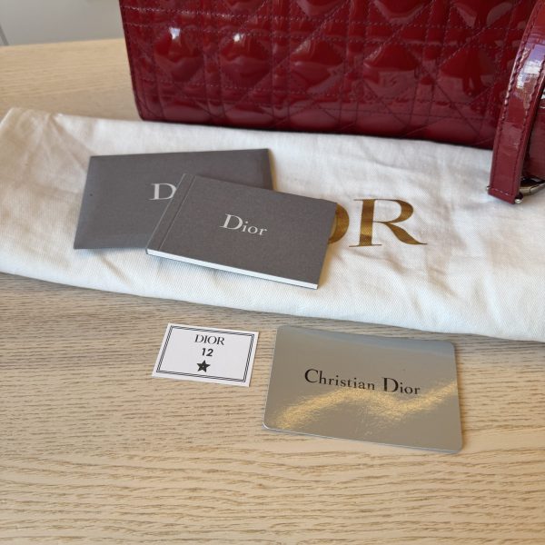 Christian Dior Patent Medium Lady Dior Gold Hardware Silver Hardware