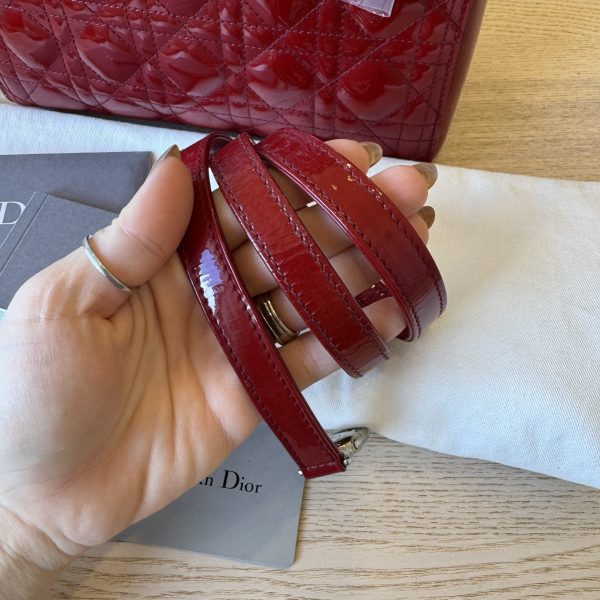 Christian Dior Patent Medium Lady Dior Gold Hardware Silver Hardware