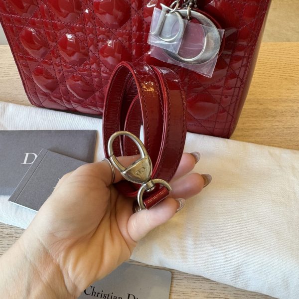 Christian Dior Patent Medium Lady Dior Gold Hardware Silver Hardware