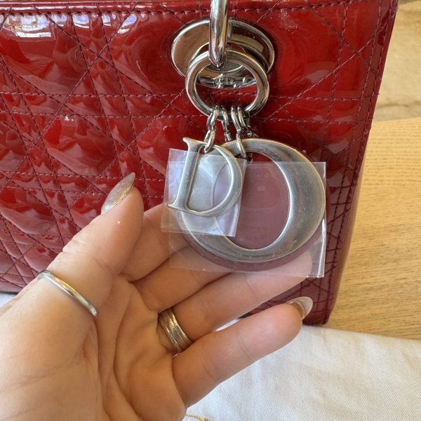 Christian Dior Patent Medium Lady Dior Gold Hardware Silver Hardware