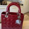 Christian Dior Patent Medium Lady Dior Gold Hardware Silver Hardware
