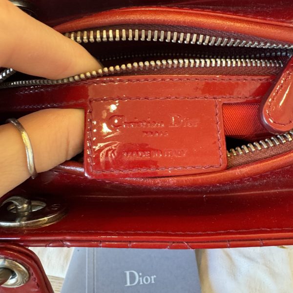 Christian Dior Patent Medium Lady Dior Gold Hardware Silver Hardware