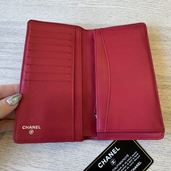 Chanel L-Yen Wallet Quilted Lambskin Pink Silver Hardware