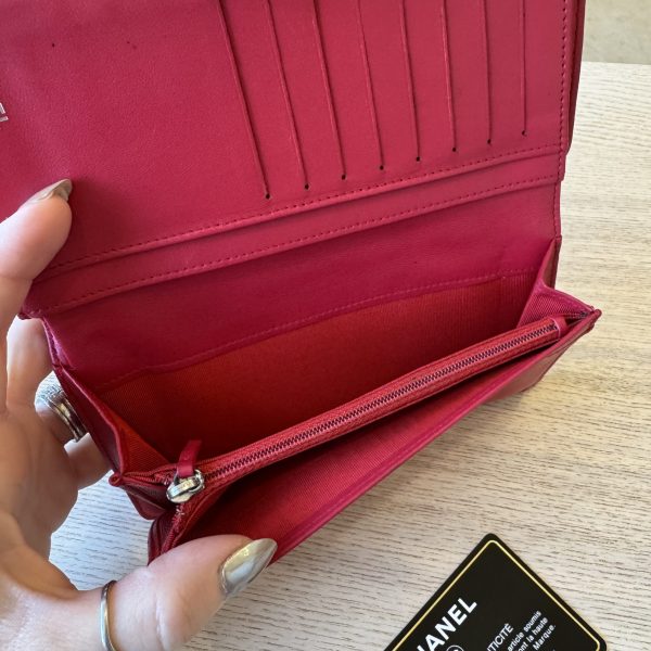 Chanel L-Yen Wallet Quilted Lambskin Pink Silver Hardware