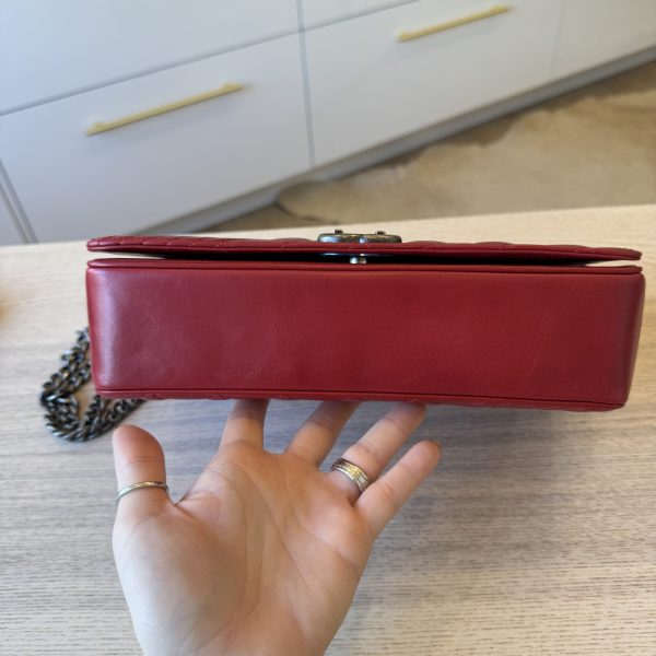 Chanel Glazed Calfskin Quilted Medium Coco Boy Flap Red