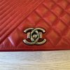 Chanel Glazed Calfskin Quilted Medium Coco Boy Flap Red