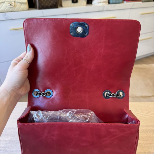 Chanel Glazed Calfskin Quilted Medium Coco Boy Flap Red