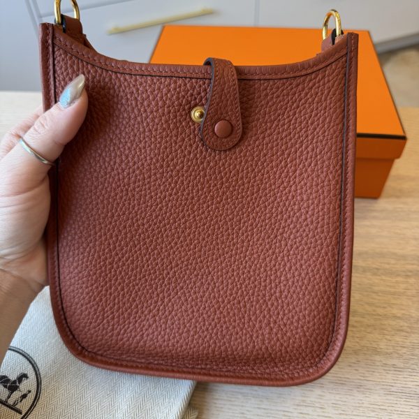 Hermes Taurillon Clemence Maxi Quadrille Evelyne TPM Cuivre