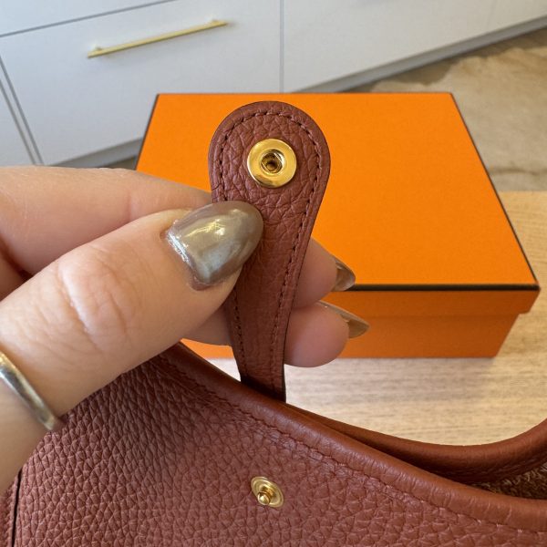 Hermes Taurillon Clemence Maxi Quadrille Evelyne TPM Cuivre