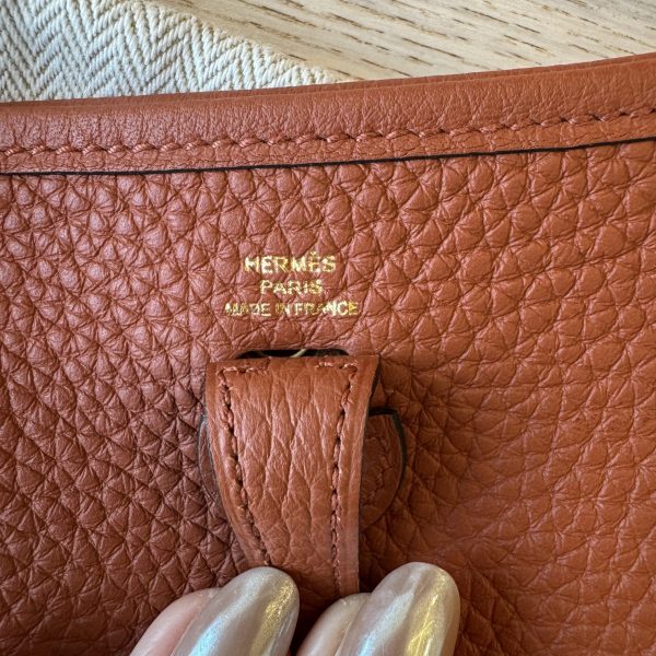 Hermes Taurillon Clemence Maxi Quadrille Evelyne TPM Cuivre