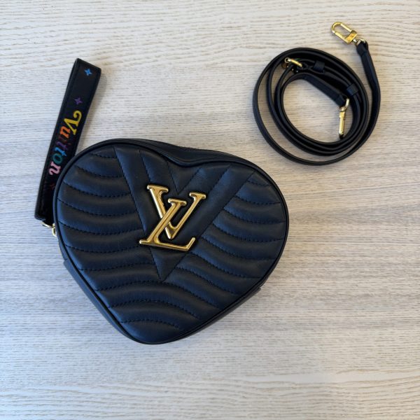 Louis Vuitton New Wave Heart Crossbody Bag Quilted Leather Black