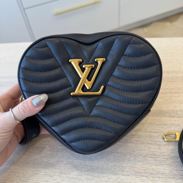 Louis Vuitton New Wave Heart Crossbody Bag Quilted Leather Black